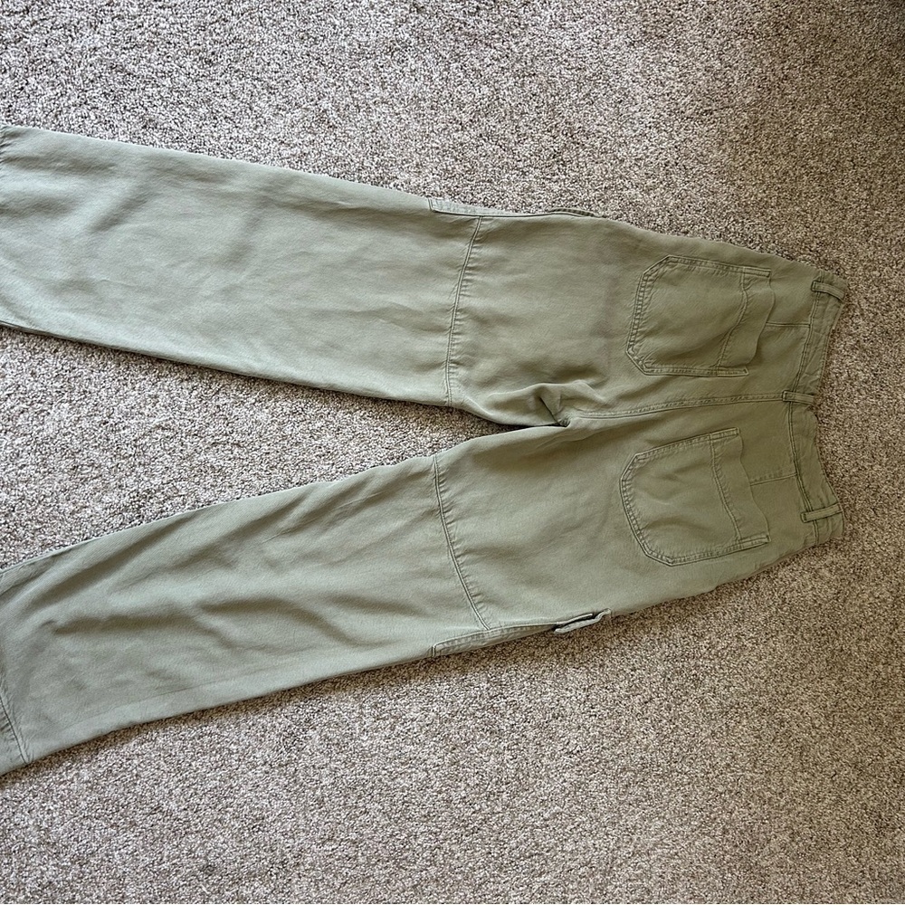 AG Los Angeles Knoxx Cargo High Rise Baggy Boyfriend green pants. Grunge utility - Picture 12 of 16